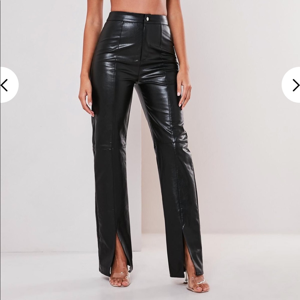 Missguided Faux Leather Split Front Pants NWT
